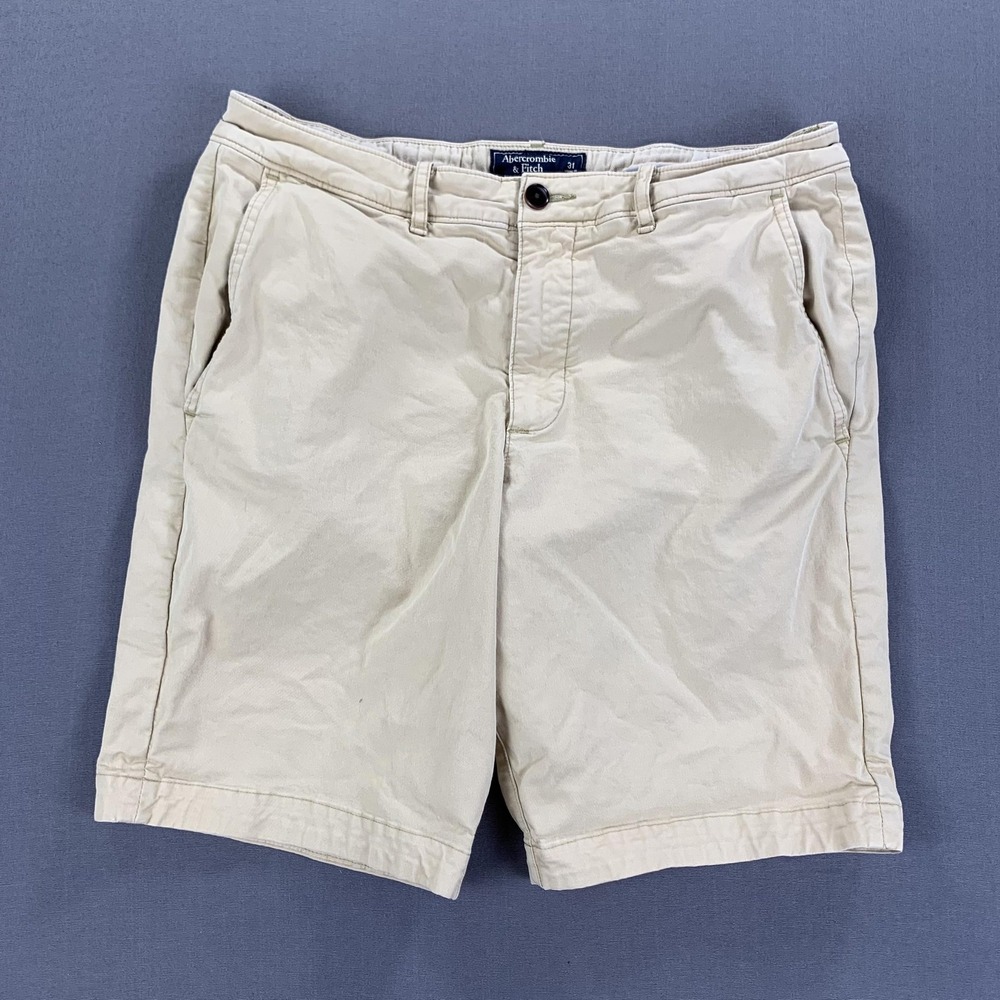 Abercrombie & Fitch Chino Shorts Mens‎ 31 Khaki Stretch Zip Fly Pockets Casual